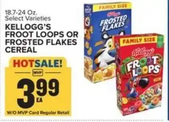 Food Lion Kellogg's Froot Lopps or Frosted Flakes Cereal 18.7-24 oz offer