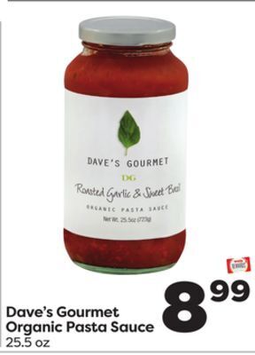 Weis Markets Dave's gourmet organic pasta sauce offer