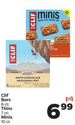Weis Markets Clif bars 6 ct thins 7 ct minis 10 ct offer
