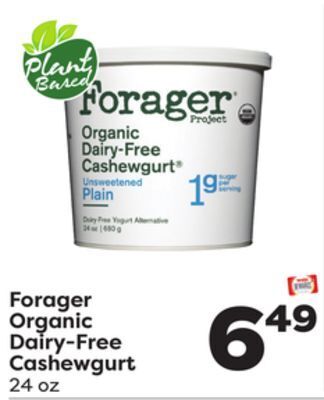 Weis Markets Forager organic dairy-free cashewgurt offer