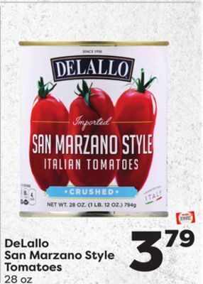 Weis Markets Delallo san marzano style tomatoes offer