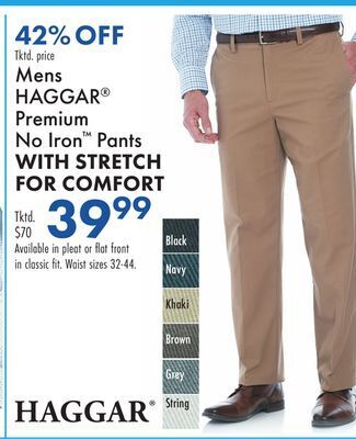Boscov's Mens haggar® premium no iron™ pants offer