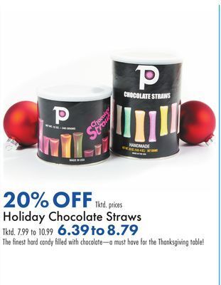 Boscov's Holiday chocolate straws offer