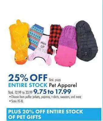 Boscov's Entire stock pet apparel offer