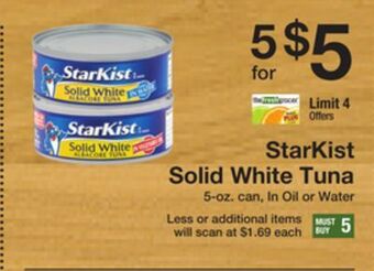 The Fresh Grocer Solid white tuna offer