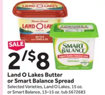 Stop&Shop Land o lakes butter or smart balance spread offer