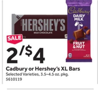 Stop&Shop Cadbury or hershey's xl bars offer