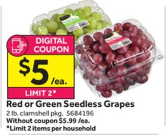 Stop&Shop Red or green seedless grapes offer