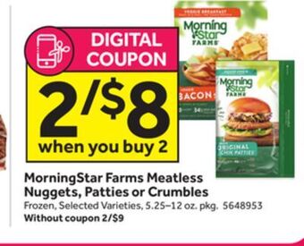 Stop&Shop Morningstar farms meatless nuggets, patties or crumbles offer