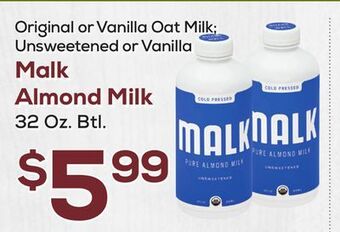 DeCicco & Sons Malk almond milk offer
