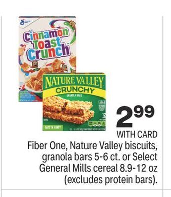 CVS Fiber one, nature valley biscuits, granola bars 5-6 ct. or select general mills cereal 8.9-12 oz offer