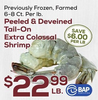 DeCicco & Sons Peeled & deveined tail-on extra colossal shrimp offer
