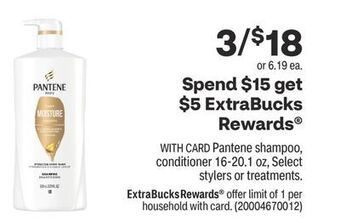 CVS Pantene shampoo, conditioner 16-20.1 oz, select stylers or treatments offer