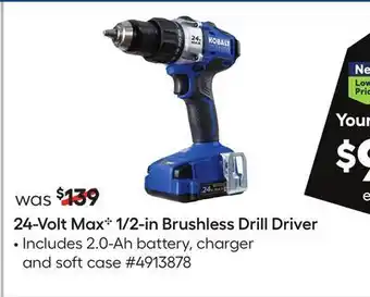 Lowe's 24-volt maxc 1/2-in brushless drill driver offer