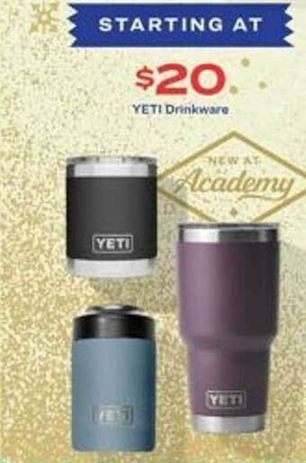 Academy Yeti drinkware offer