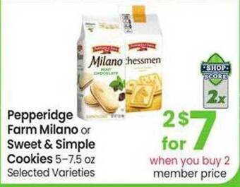 Safeway Pepperidge farm milano or sweet & simple cookies offer