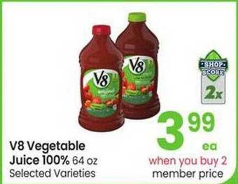 Safeway V8 vegetable juice 100% offer