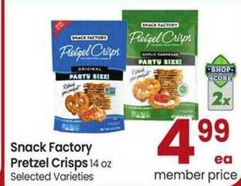 Safeway Snack factory pretzel crisps offer