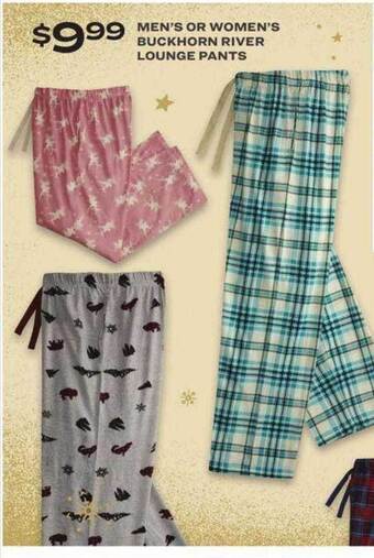 Academy Men's or women's buckhorn river lounge pants offer