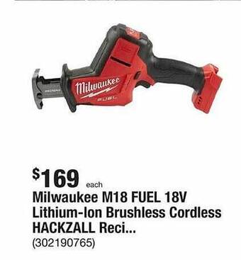 The Home Depot Milwaukee m18 fuel 18v lithium-ion brushless cordless hackzall reci offer