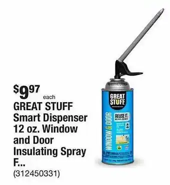 The Home Depot Great stuff smart dispenser window and door insulating spray offer