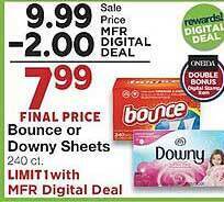 United Supermarkets Bounce or downy sheets offer