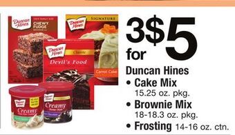 ACME Duncan hines cake mix 15.25 oz. pkg., brownie mix 18-18.3 oz. pkg., frosting 14-16 oz. ctn. offer