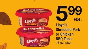 ACME Lloyd's shredded pork or chicken bbq tubs offer