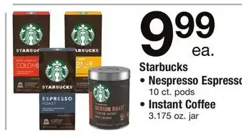 ACME Starbucks nespresso espresso 10 ct. pods instant coffee 3.175 oz. jar offer