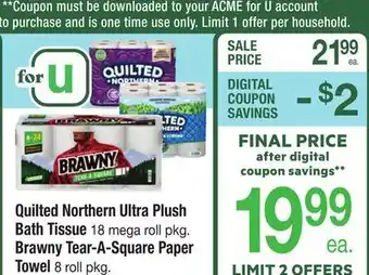 ACME Northern bath 18 mega roll pkg. brawny tear-a-square paper towel 8 roll pkg. offer