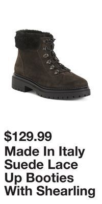 TJ Maxx Made in italy suede lace up booties with shearling cuff offer