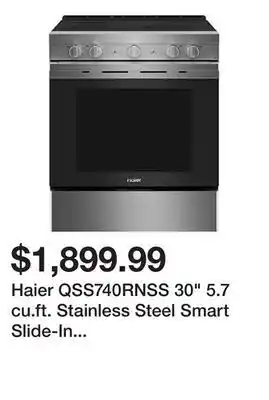 Kmart Haier qss740rnss 30" 5.7 cu.ft. stainless steel smart slide-in electric range with 4 burners offer