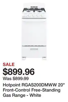 Kmart Hotpoint rgas200dmww 20" front-control free-standing gas range - white offer
