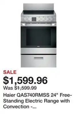 Kmart Haier qas740rmss 24" free-standing electric range with convection - stainless steel offer