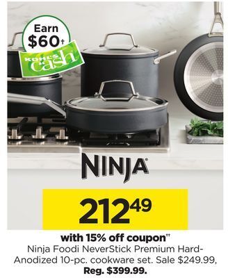Kohl's Foodi neverstick premium hard- anodized 10-pc. cookware set offer