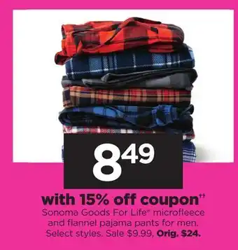 Kohl's Microfleece and flannel pajama pants for men offer