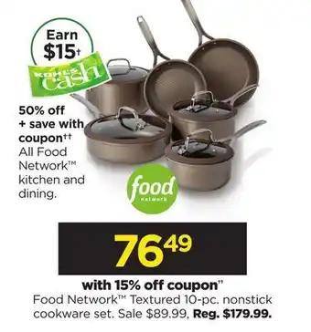 Kohl's Food network™ textured 10-pc. nonstick cookware set offer