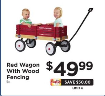 ShopRite Red wagon with wood fencing offer
