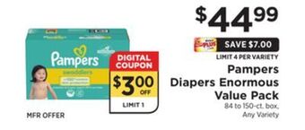 ShopRite Diapers enormous value pack offer