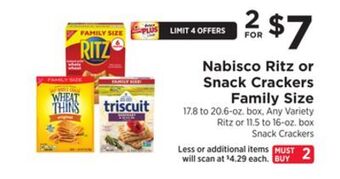 ShopRite Nabisco ritz or snack crackers family size offer