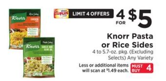 ShopRite Pasta or rice sides offer