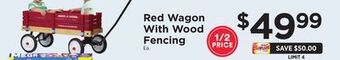 ShopRite Red wagon with wood fencing offer