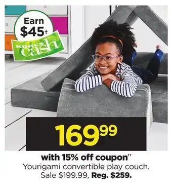 Kohl's Convertible play couch offer