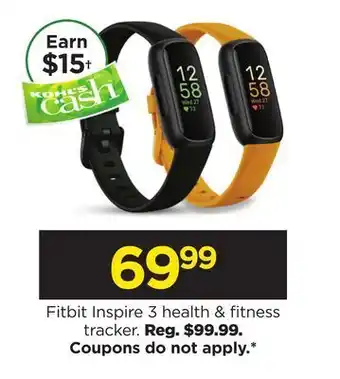 Kohl's Inspire 3 health & fitness tracker offer