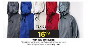 Kohl's Tek gear® performance fleece clothing for men offer