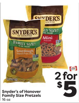 Weis Markets Snyder's of hanover family size pretzels offer