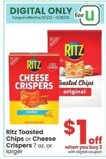 Albertsons Ritz toasted chips or cheese crispers offer