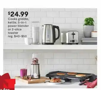 JC Penney Cooks griddle, kettle, 5-in-1 blender or 2-slice toaster offer