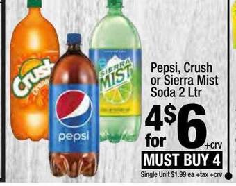 Super King Markets Pepsi, crush or sierra mist soda offer