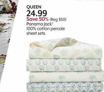 Bealls Panama jack 100% cotton percale sheet sets offer